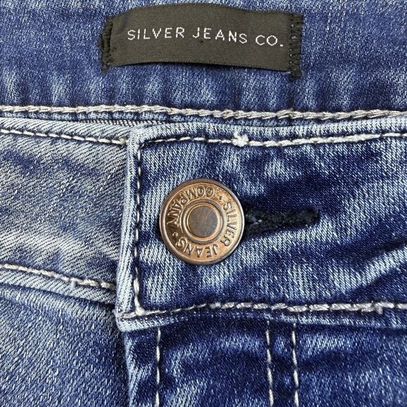 Silver boyfriend style blue slim-fit mid-rise comfortable stretch jeans - Picture 4 of 12